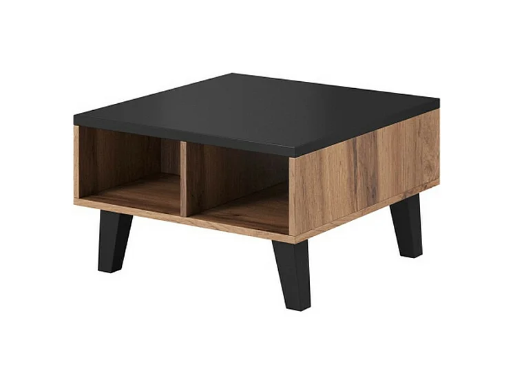 Table basse décor chêne & noir 60 cm Colin