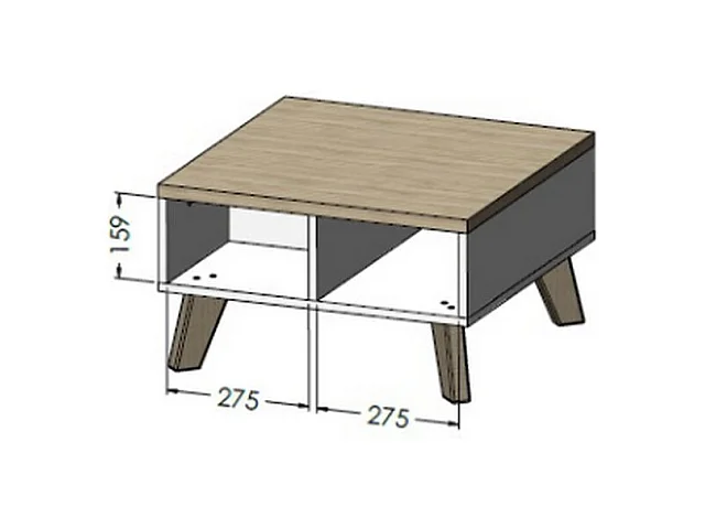Table basse décor chêne & noir 60 cm Colin
