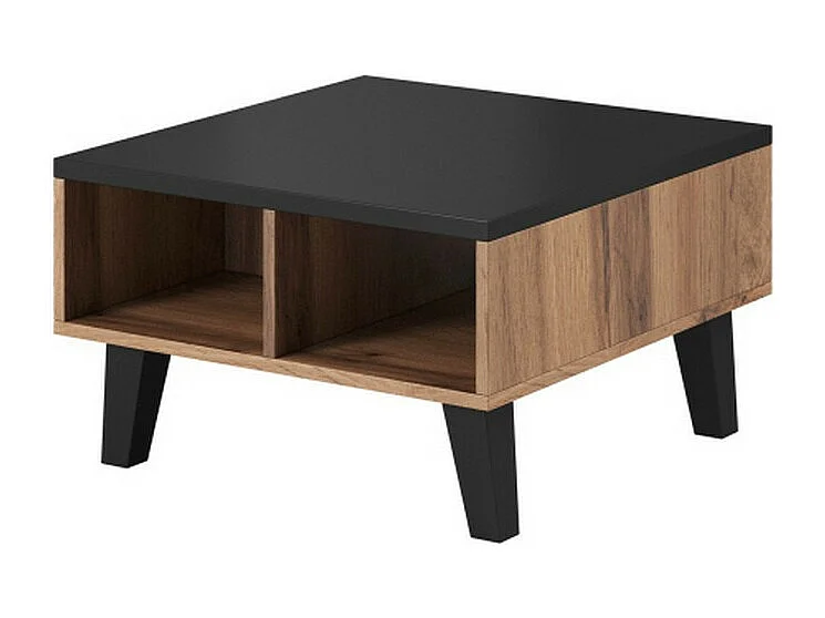 Table basse décor chêne & noir 60 cm Colin