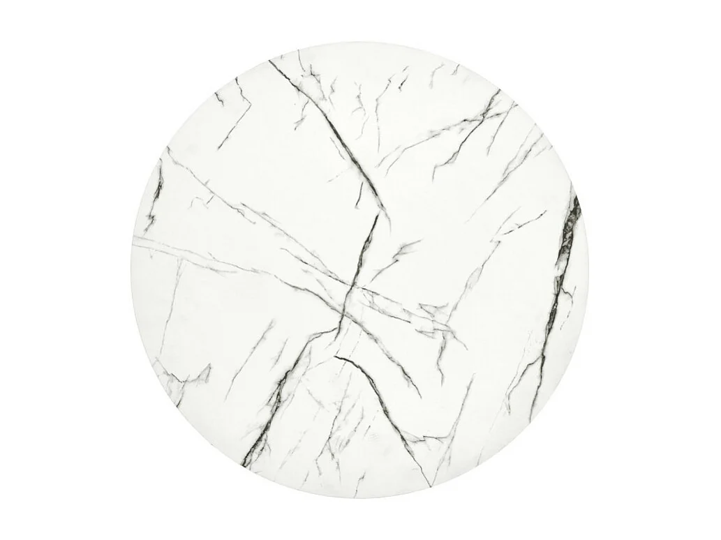 Mesa de centro redonda con tapa de mármol blanco y estructura de metal negro ARUM-M