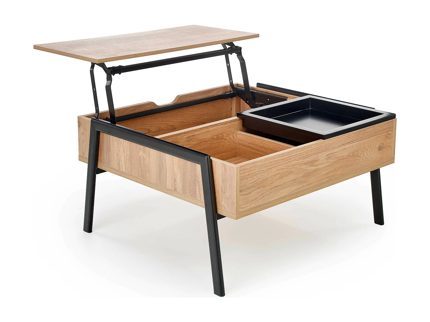 Tavolino con ripiano sollevabile e struttura in metallo nero VERA