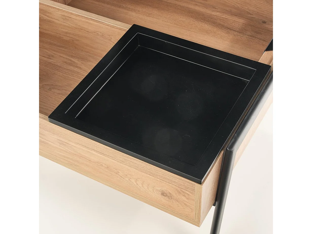 Table basse avec tablette relevable et structure en métal noir VERA