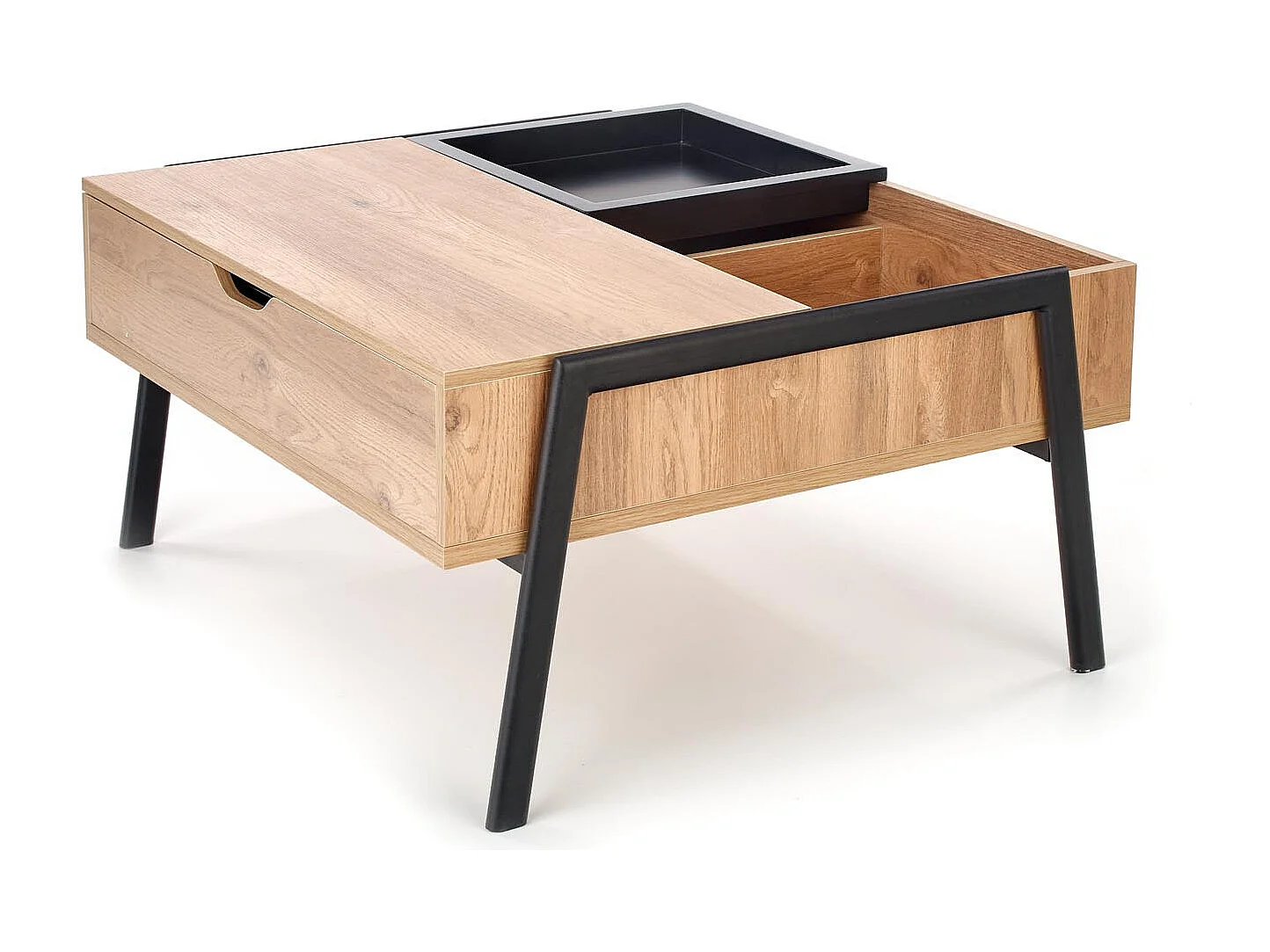 Table basse avec tablette relevable et structure en métal noir VERA