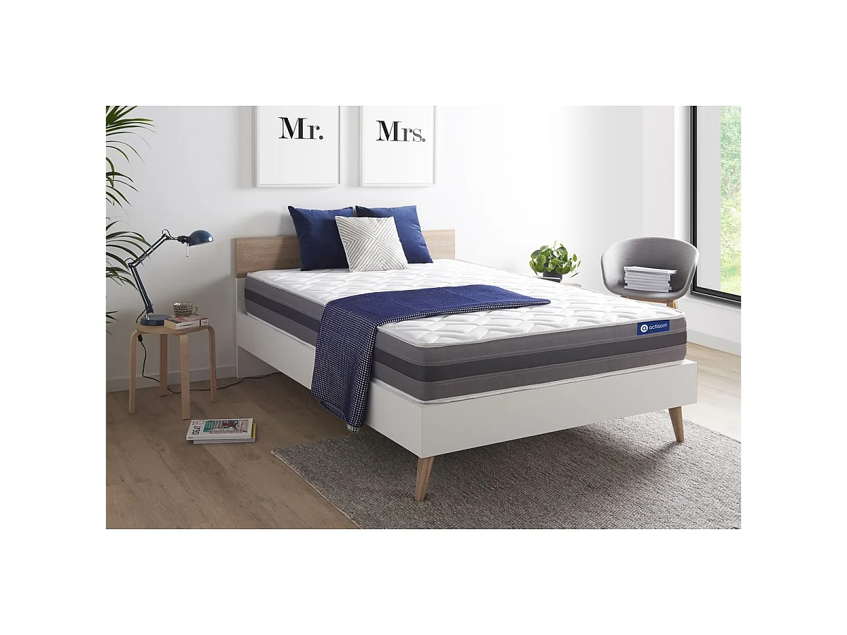 ACTISOM Matelas Latex et mémoire de forme 200x200 cm Maxi épaisseur 5zones de confort