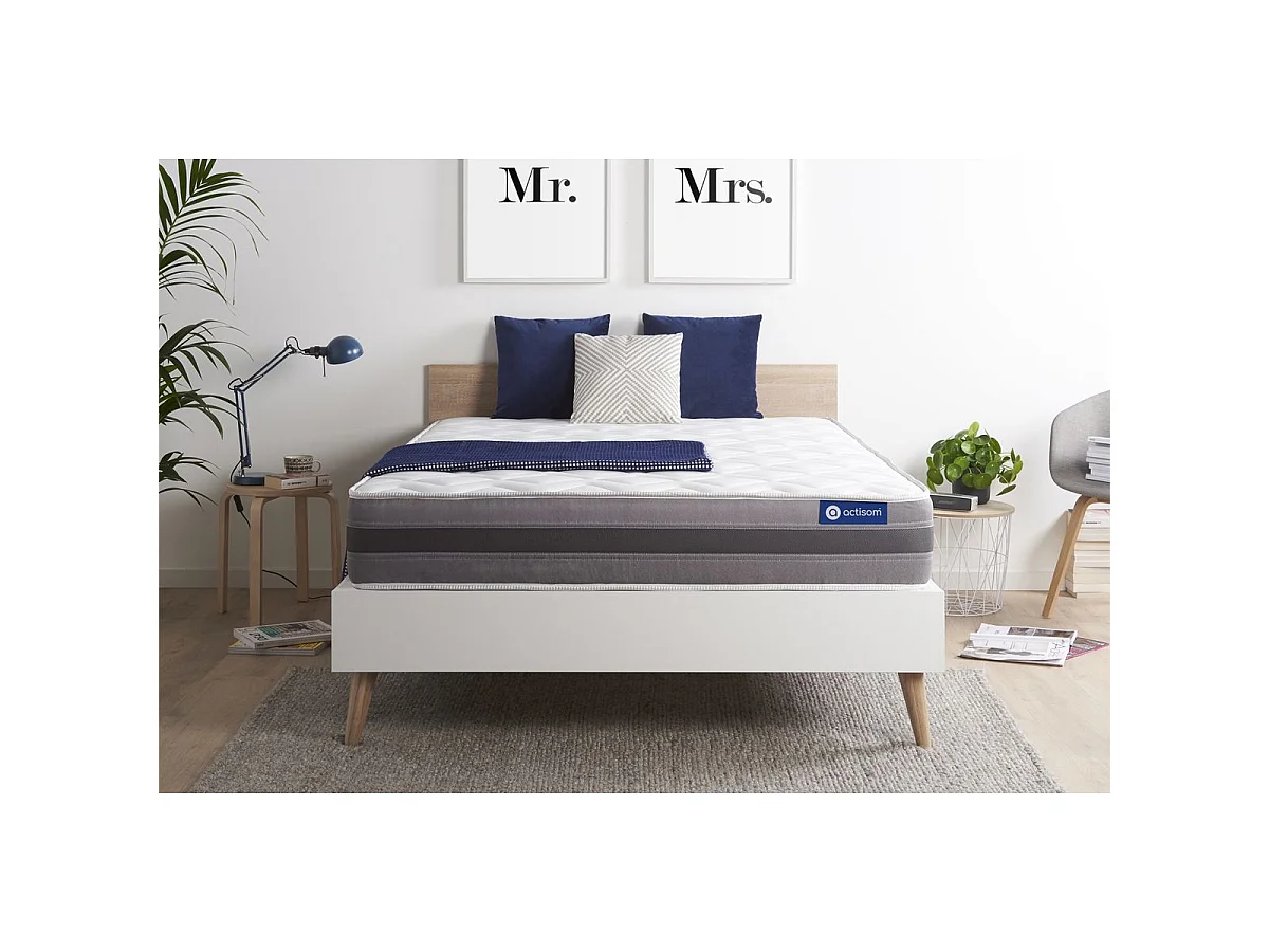 ACTISOM Matelas Latex et mémoire de forme 200x200 cm Maxi épaisseur 5zones de confort