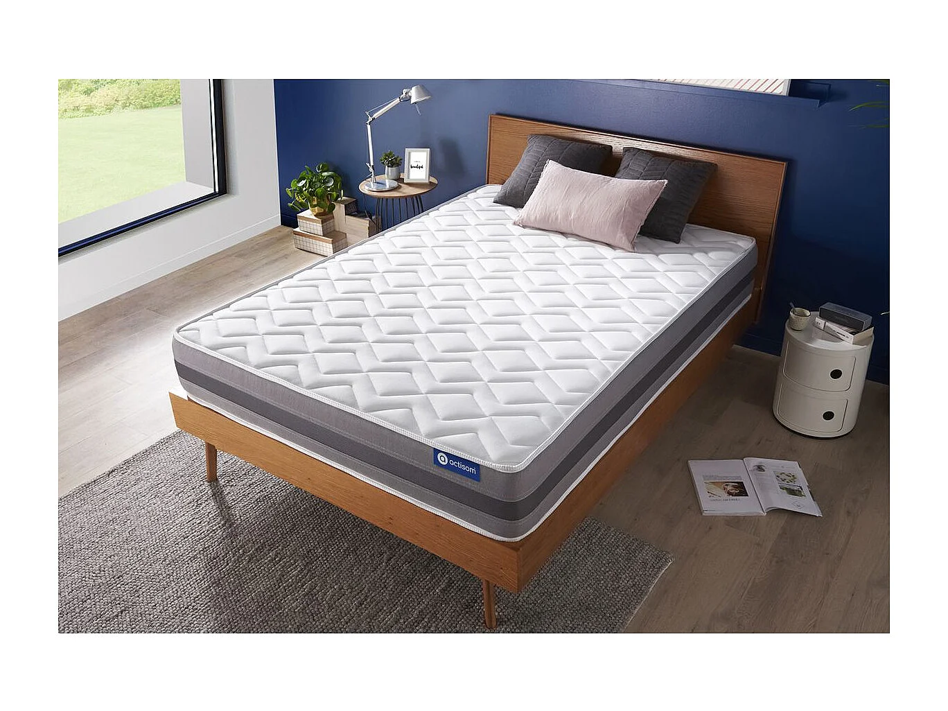 Materac Actiflex relax 90x190cm, Grubosc : 24 cm, sprezyny kieszeniowe i pianka z pamiecia ksztaltu, Umiarkowanie twardy, 5 stref komfortu