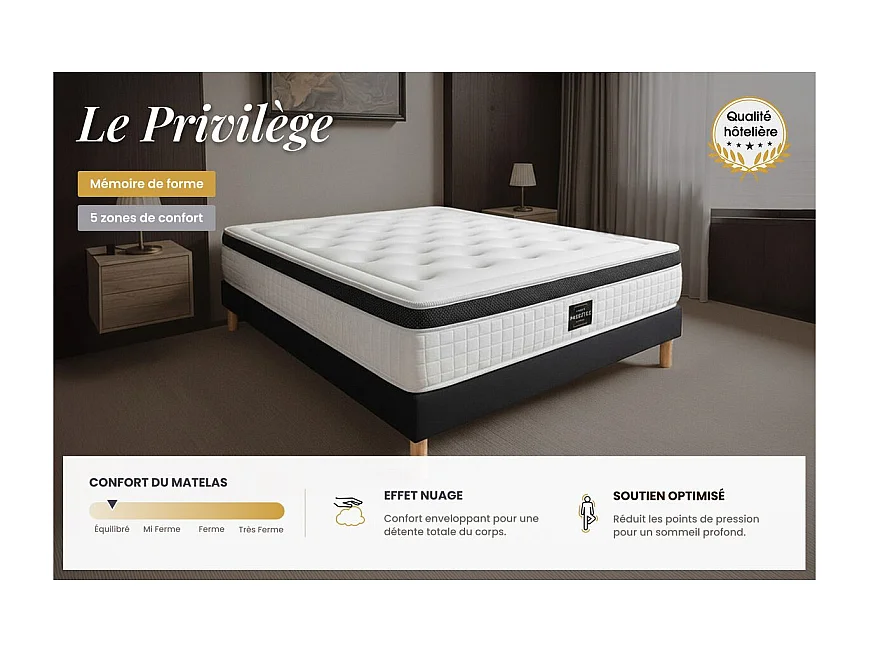 Matelas Privilège 90x190 Mémoire de forme 5 zones
