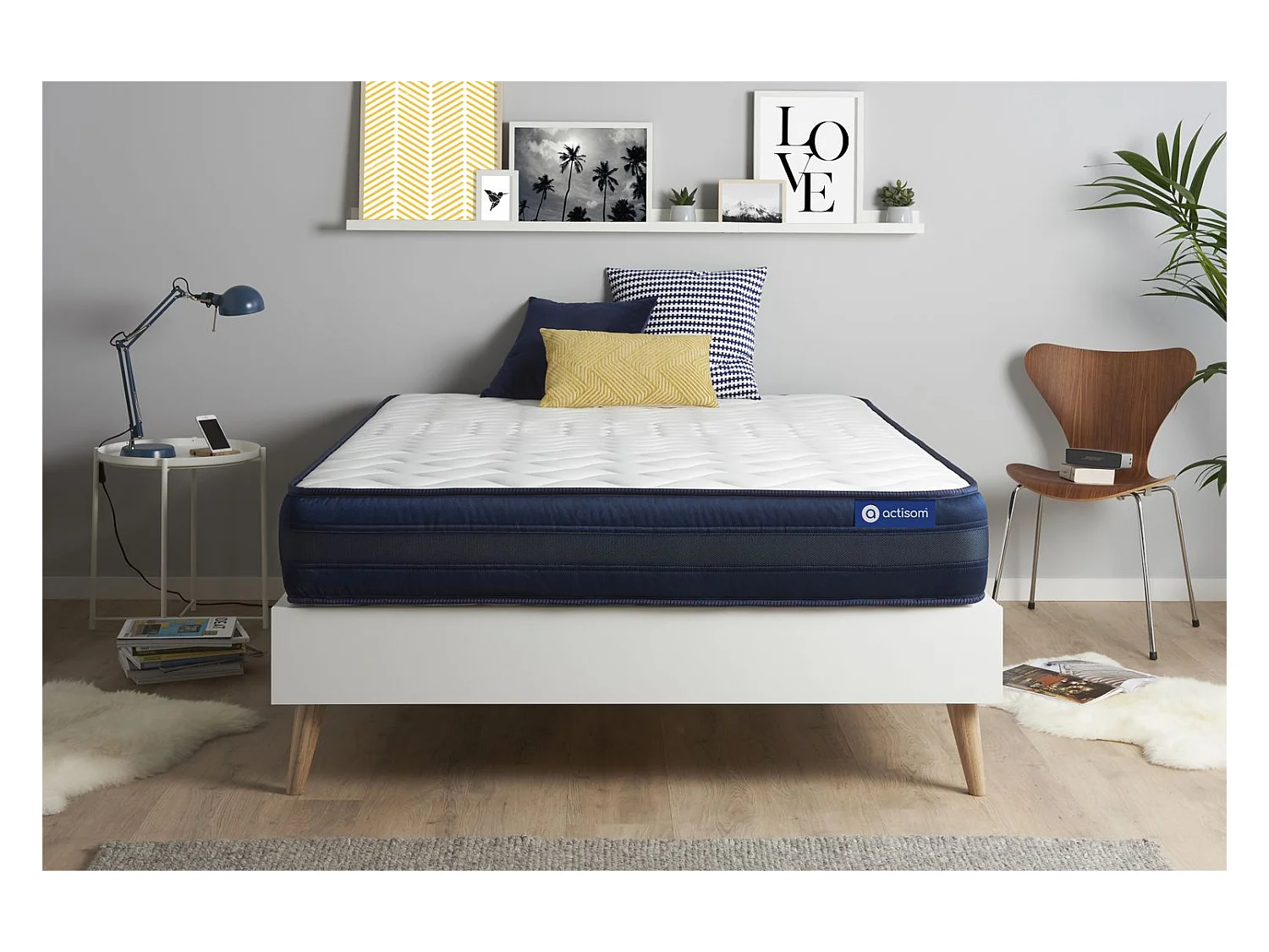 ACTISOM - Colchón 180 x 200- Colchón Doble, Espuma Viscoelástica, 24 cm de Grosor - Soporte y Confort Muy Firmes - Alta Calidad para un Sueño Óptimo