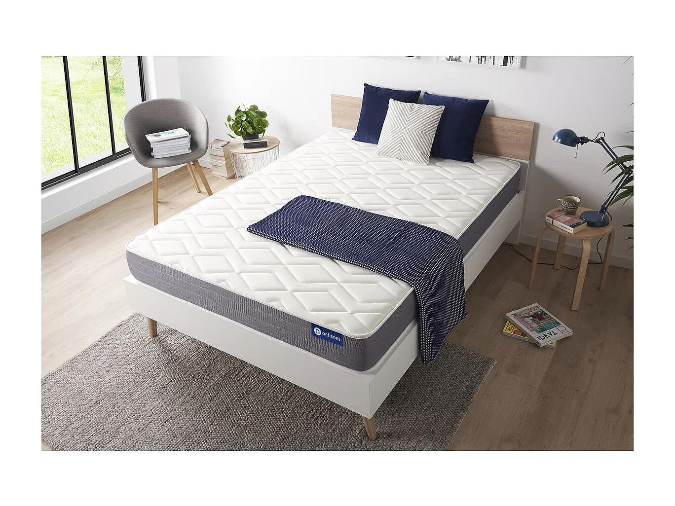 ACTISOM Matelas Latex et mémoire de forme 90x200 cm 5zones de confort