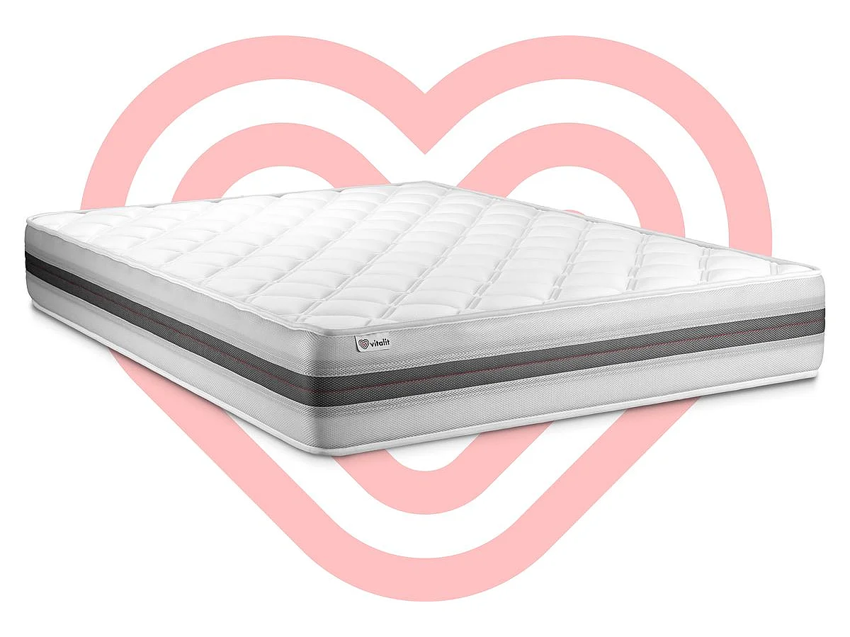 VITALMEMO BACK Madrass - 26 cm - Memory Foam Polyuretan - Mjuk - Vit Madrass - Med Täcke och Kuddar