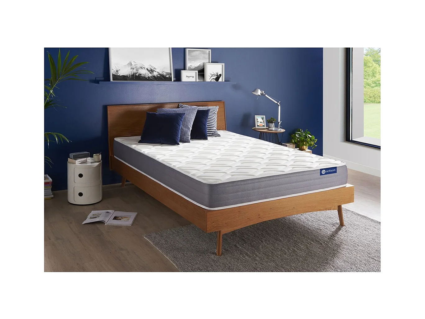 ACTISOM Matelas Ressorts ensachés et mémoire de forme 200x200 cm 5zones de confort