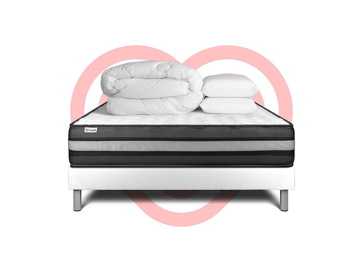 Pack prêt à dormir VITALPOWER ZEN 140 x 200 cm sommier Kit blanc