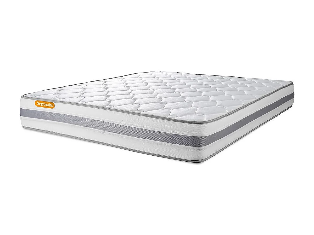 Pack matelas + sommier kit blanc 160x200 Memo Spring Ressorts ensachés MAXI épaisseur + Couette + 2 oreillers