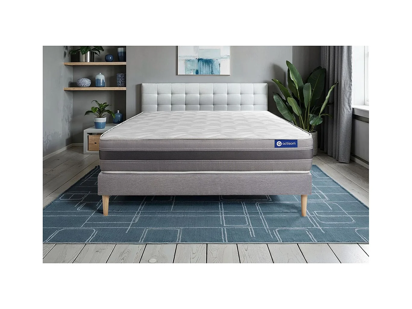 Lattenbodem en Actiflex relax matras 200x200cm , matrasdikte : 24 cm , pocketveren en traagschuim , vrij stevig, 5 comfortzones