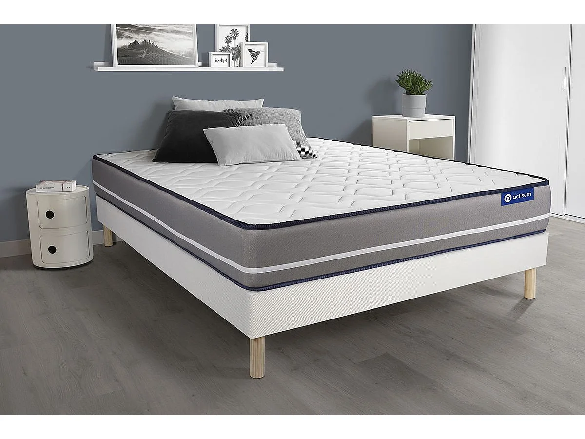 Ensemble matelas Ressorts ensachés ACTIFLEX PUR 90x200cm 3zones de confort + sommier KIT blanc
