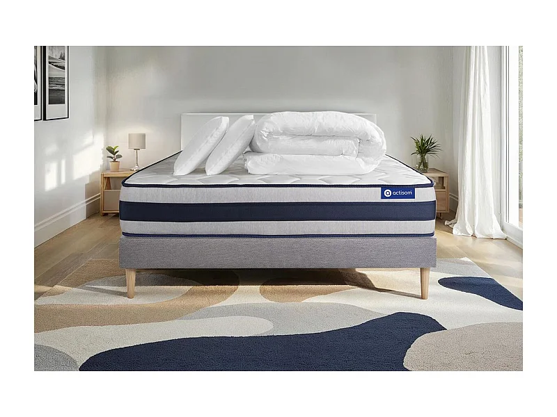 Compleet bedpakket - Matras 160x200 cm + Lattenbodem (kit) + 2 kussens + Dekbed - Actilatex Ergo