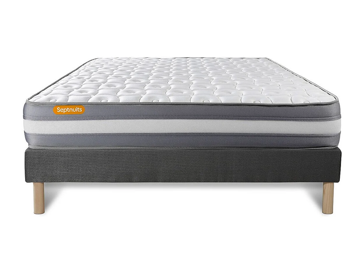 Matelas + sommier gris 140x190 Memo Plus Mémoire de forme 3 zones