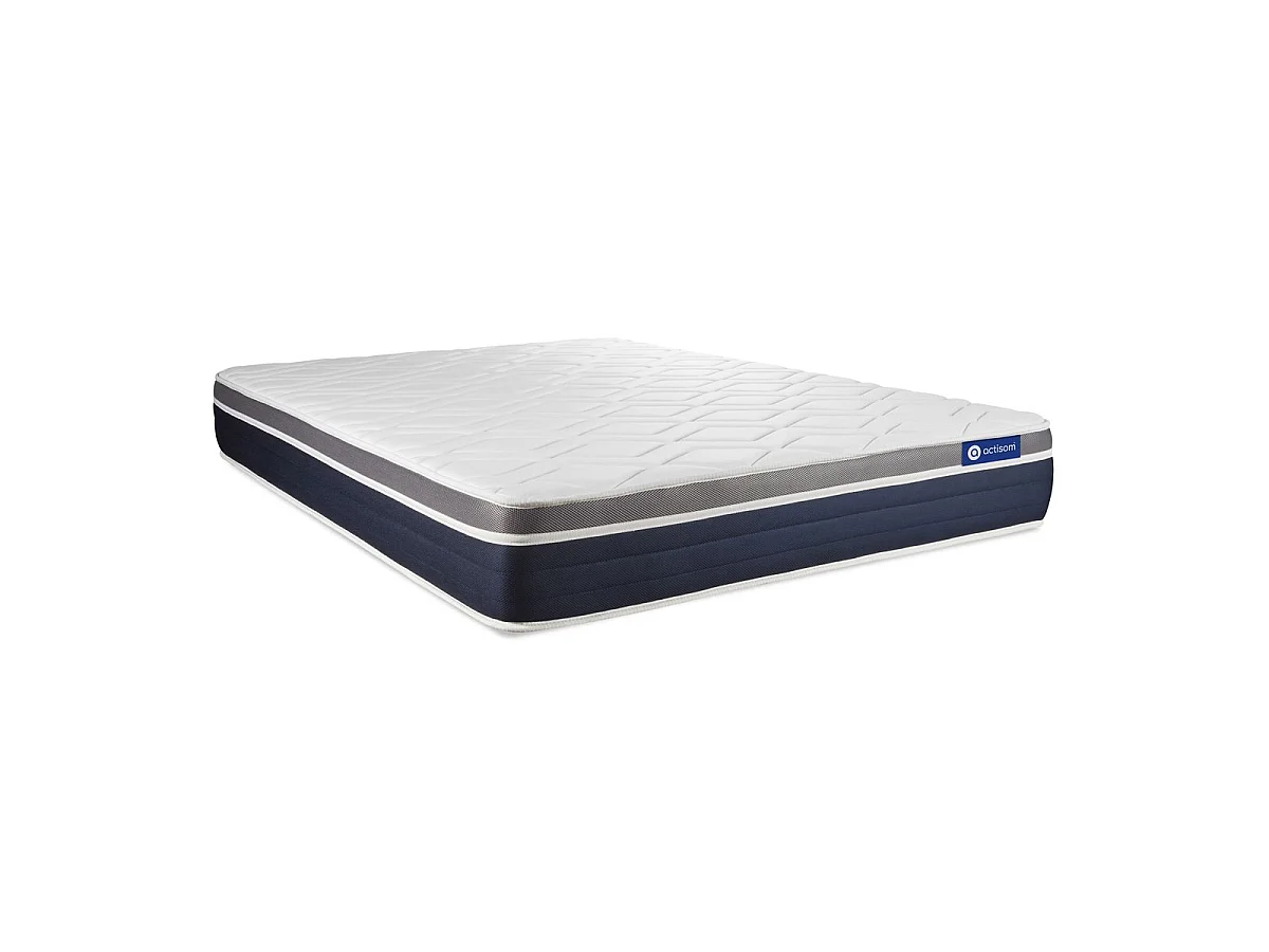 Ensemble ACTIMEMO CONFORT Matelas mémoire de forme 140x200 cm Maxi épaisseur 7zones de confort + sommier KIT gris