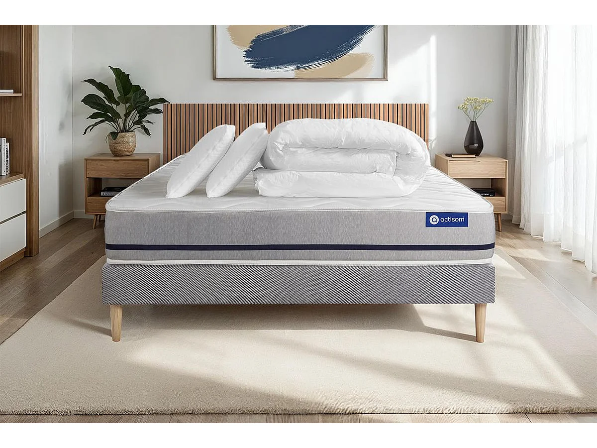 Compleet bedpakket - Matras 140x200 cm + Lattenbodem (set) + 2 kussens + Dekbed - Actiflex Soft