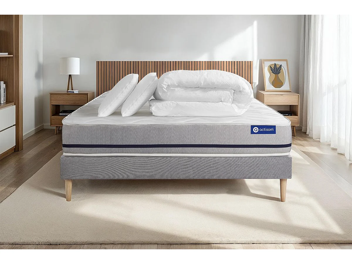 Compleet bedpakket - Matras 200x200 cm + Lattenbodem (set) + 2 kussens + Dekbed - Actilatex Soft