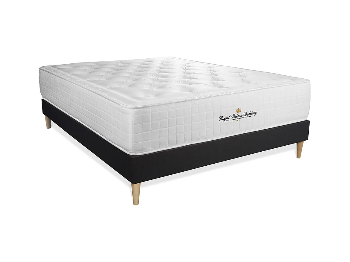 Ensemble matelas à mémoire de forme maxi épaisseur Buckingham 140x200 sommier KIT noir