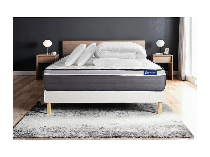 Compleet bedpakket - Matras 160x200 cm + Lattenbodem (set) + 2 kussens + Dekbed - Actiflex Plus