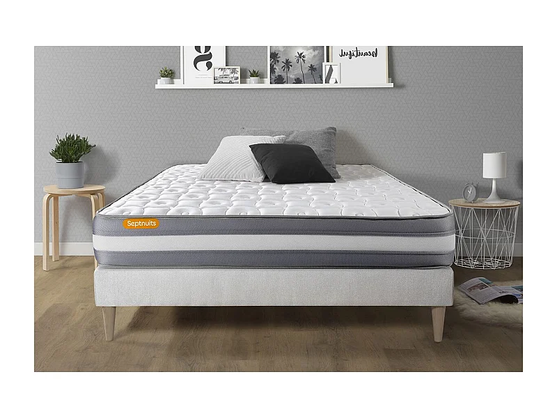 Matelas + sommier kit blanc 160x200 Memo Plus Mémoire de forme
