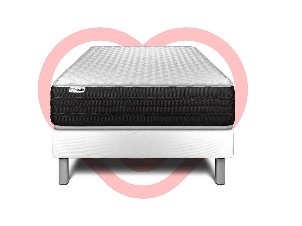 Ensemble VITALMEMO ONE 90 x 200 cm sommier Kit blanc