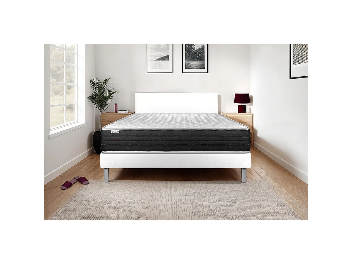 Ensemble VITALMEMO ONE 90 x 200 cm sommier Kit blanc