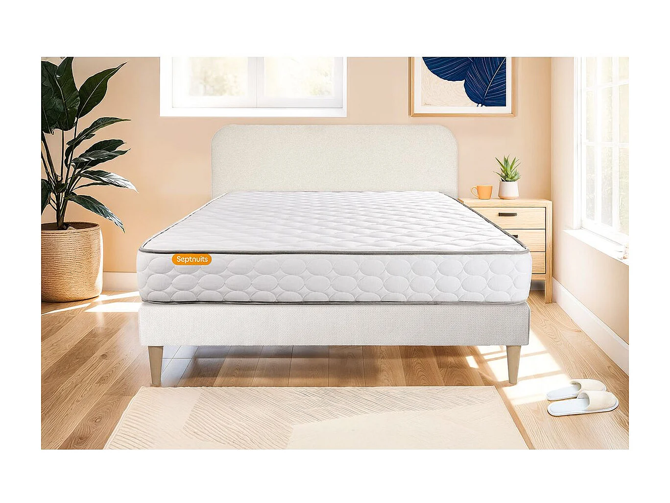 Matelas Mémoire de forme + sommier kit blanc 140x190 Memo
