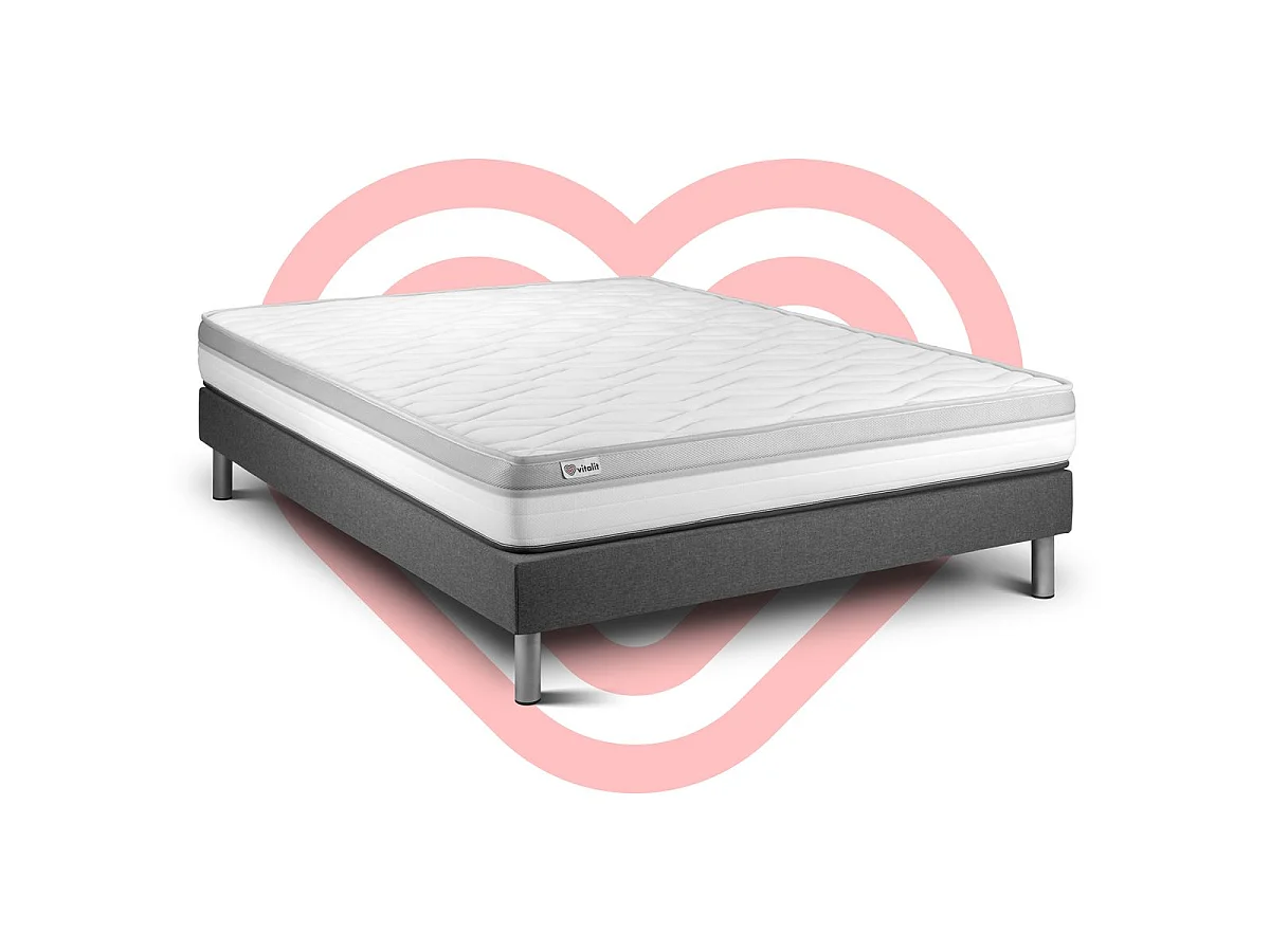 Ensemble VITAL RELAX 200 x 200 cm sommier Kit gris