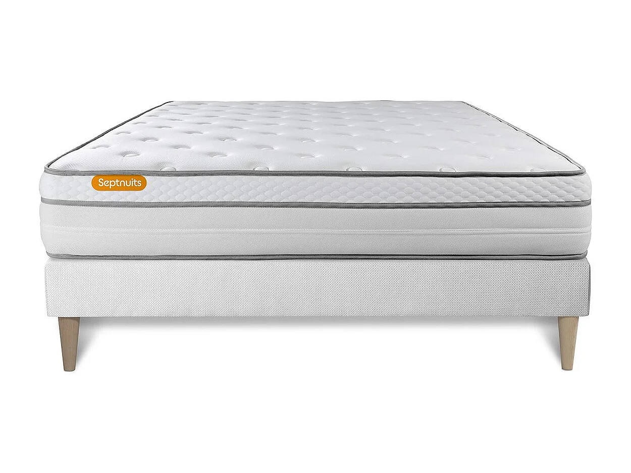Matelas + sommier kit blanc 180x200 Memo Luxe Ressorts ensachés + mémoire de forme MAXI épaisseur