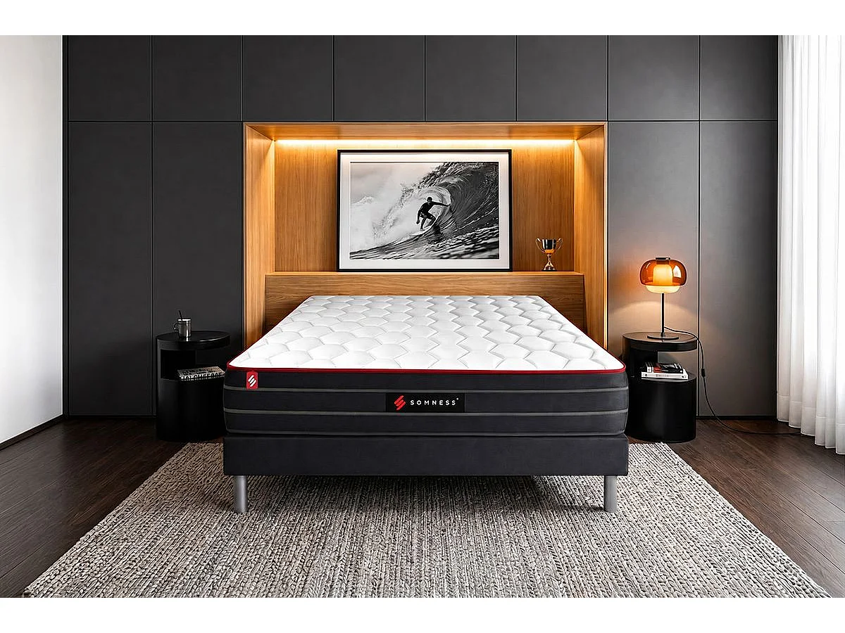 Ensemble sommier + matelas BOOST ressorts ensachés et mémoire de forme 90x190