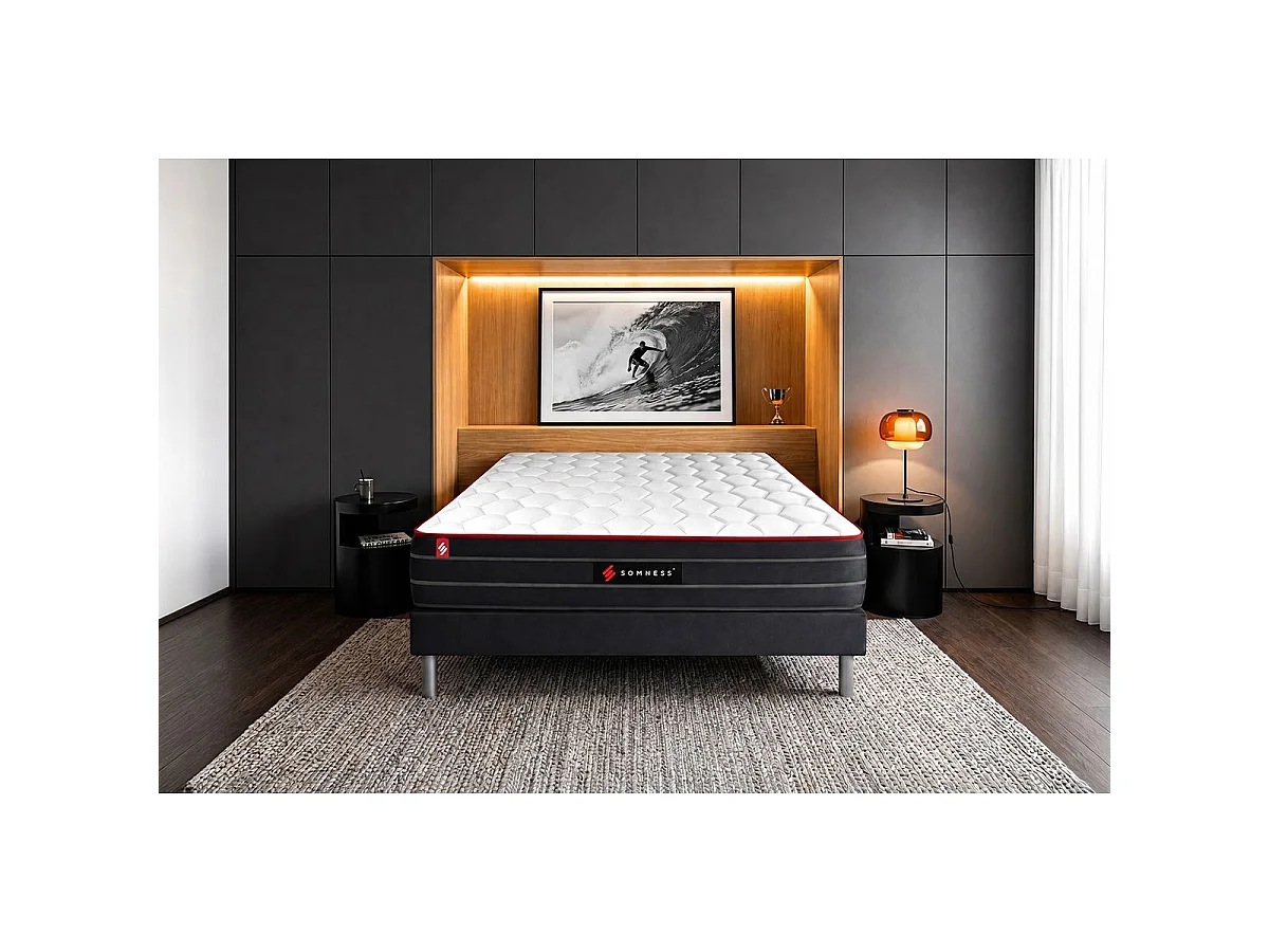 Ensemble sommier + matelas BOOST ressorts ensachés et mémoire de forme 90x190