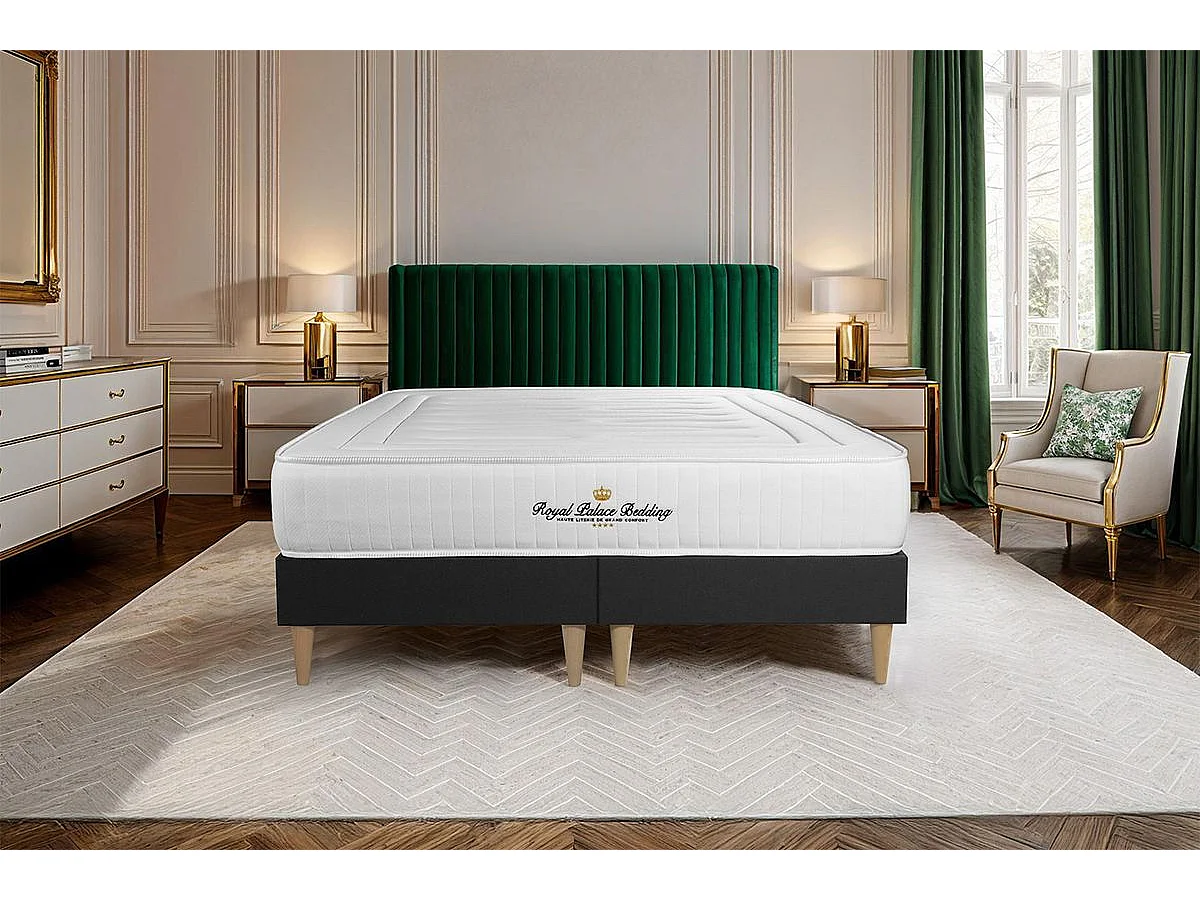 Ensemble double sommier + matelas LANCASTER ressorts ensachés et mémoire de forme 160x200