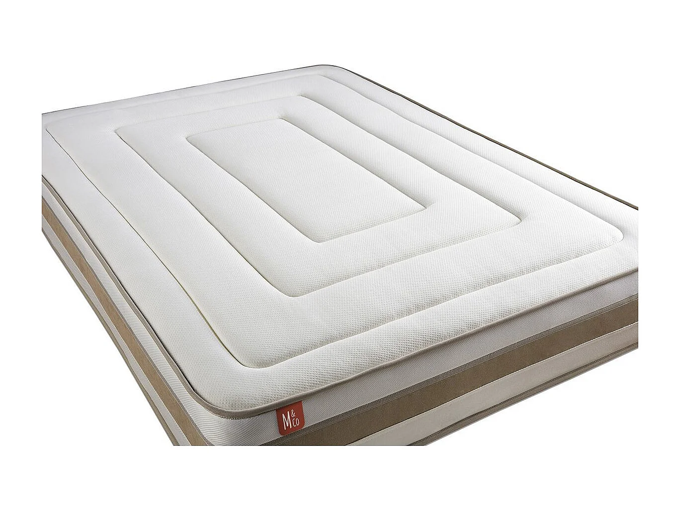 Pack prêt à dormir matelas LE RAFFINÉ 200x200cm Ressorts ensachés + Mémoire de forme BioVisco + double sommiers Beige