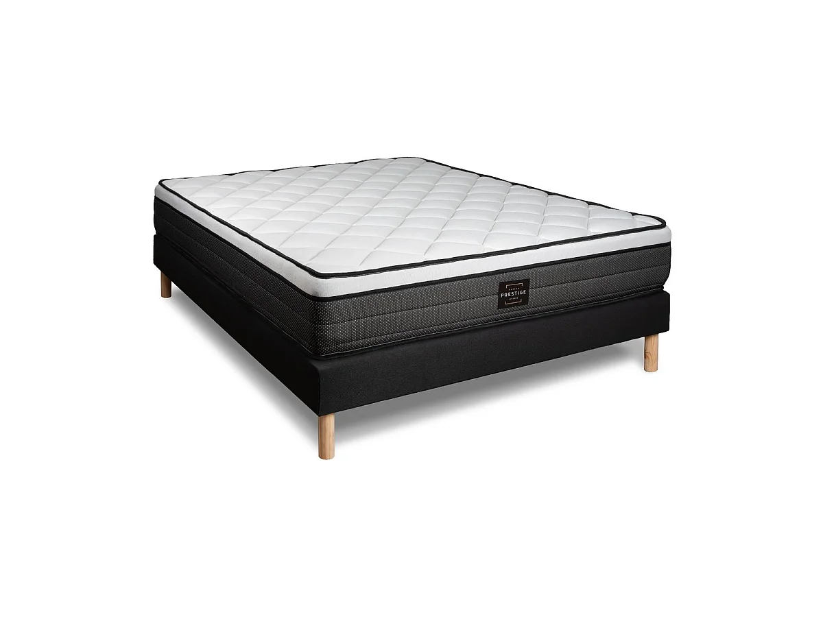 Ensemble Suite 140x200 Ressorts ensachés, mémoire de forme 5 zones sommier noir