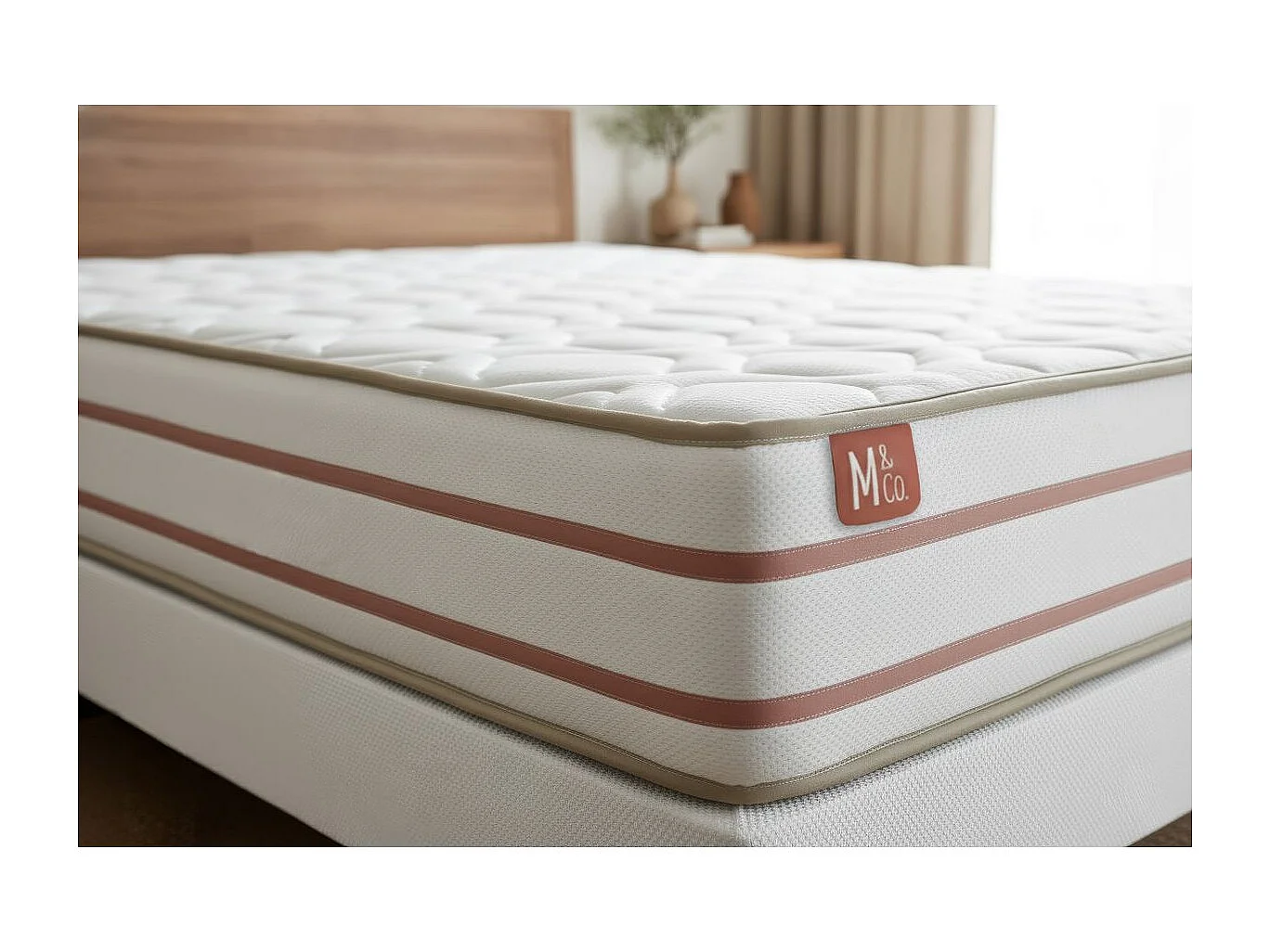 Ensemble LE DOUX 90x200cm Mémoire de forme 3 zones de confort - Ep. 24cm + sommier kit Beige