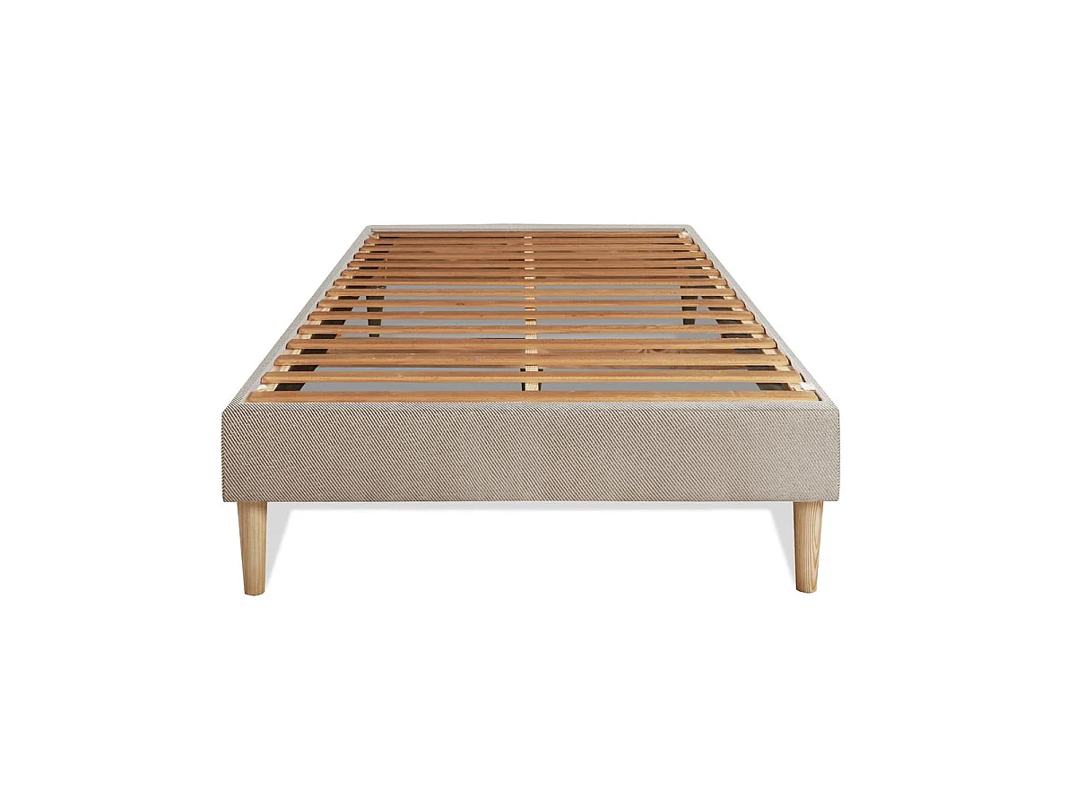 Ensemble LE DOUX 90x200cm Mémoire de forme 3 zones de confort - Ep. 24cm + sommier kit Beige