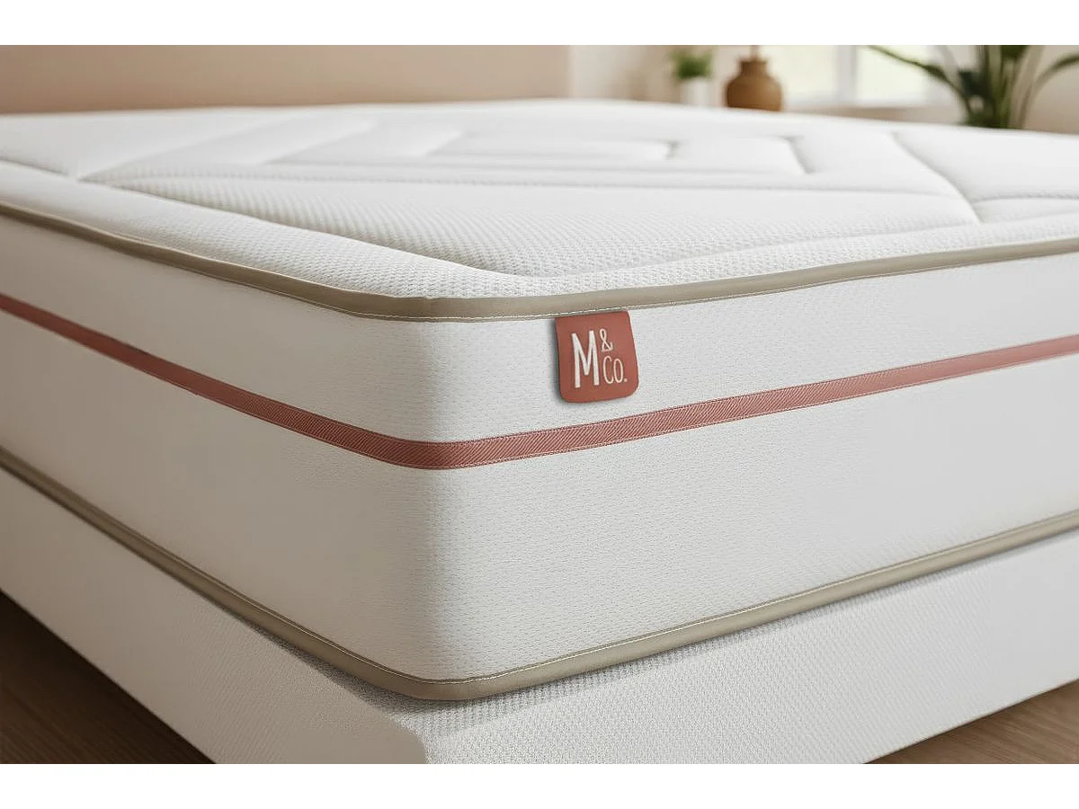 Pack prêt à dormir matelas LE PAISIBLE 160x200cm Mémoire de forme BioVisco + sommier Beige + 2 oreillers + couette 260x240