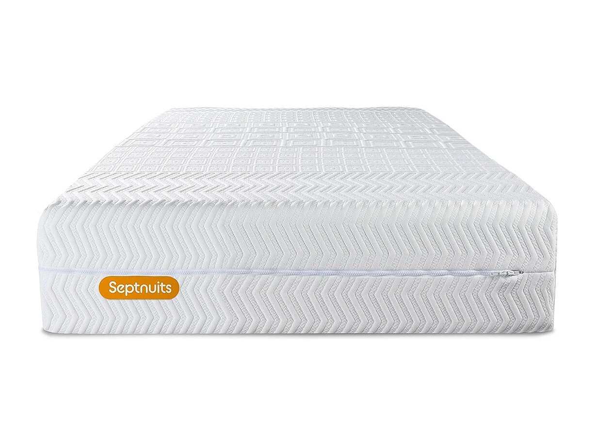 Matelas + sommier gris 90x200 Memo Bio Mousse à mémoire de forme 5 zones de confort Maxi épaisseur Déhoussable