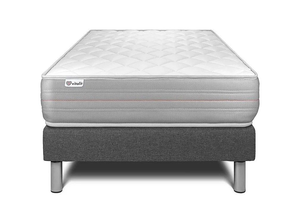 Ensemble VITALMEMO 90x200cm sommier kit gris