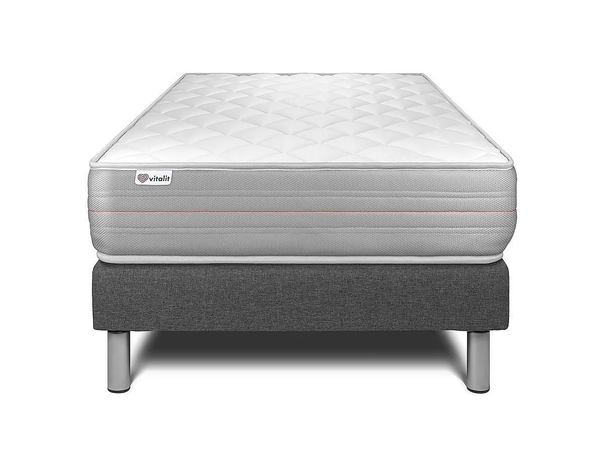 Ensemble VITALMEMO 90x200cm sommier kit gris