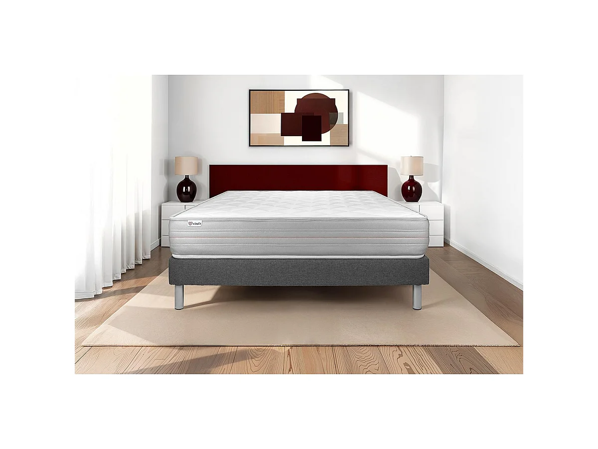 Ensemble VITALMEMO 90x200cm sommier kit gris