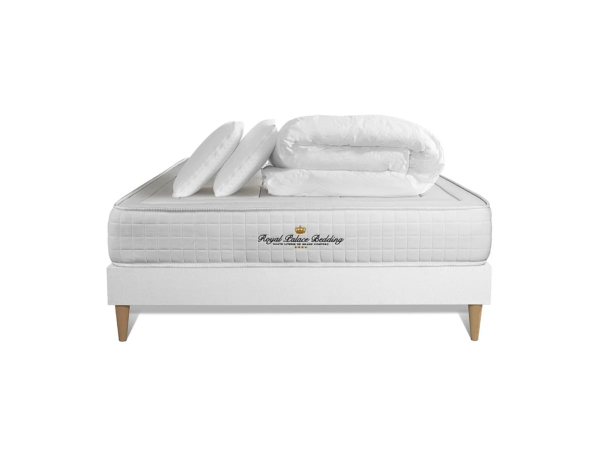 Pack matelas à mémoire de forme maxi épaisseur Balmoral 140x200cm + 2 oreillers + 1 couette 240x220cm