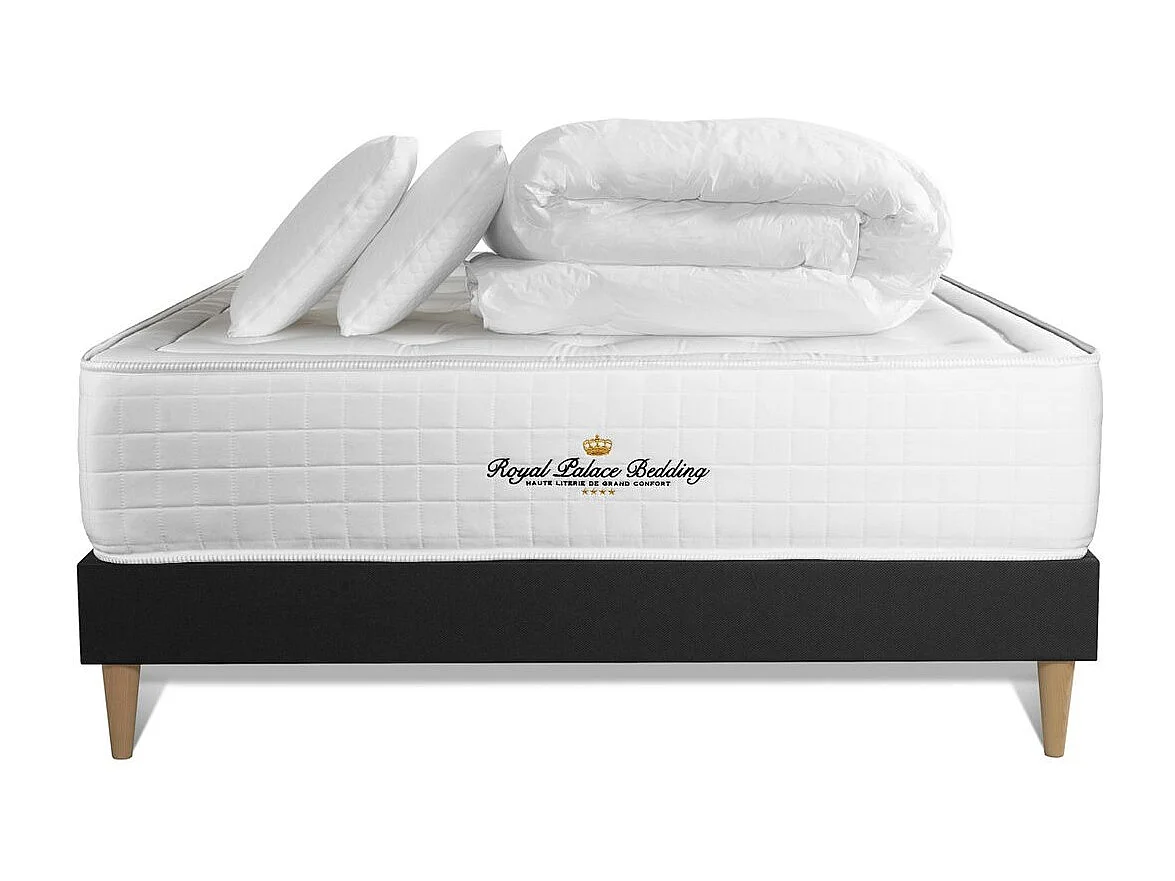 Compleet bedpakket - Matras 200x200 cm + Lattenbodem (kit) + 2 kussens + Dekbed - Buckingham