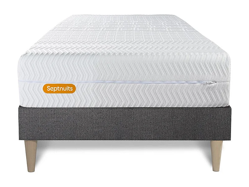 Matelas + sommier kit gris 90x200 Memo Bio Mousse à mémoire de forme Maxi épaisseur Déhoussable
