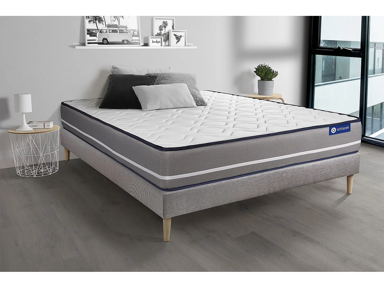 Pack colchón Actilatex pur 90x190cm + Somier, Látex y espuma viscoelástica, 3 zonas de confort