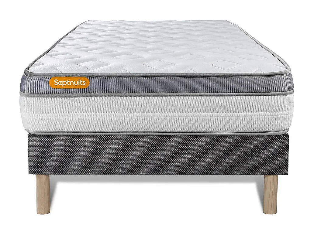 Matelas + sommier gris 90x190 Memo Zen Mousse à mémoire de forme 5 zones de confort MAXI épaisseur