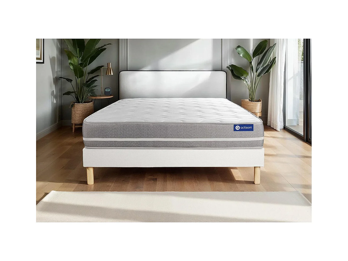 Ensemble matelas Ressorts ensachés ACTIFLEX TOUCH 160x200 3zones de confort + sommier KIT blanc